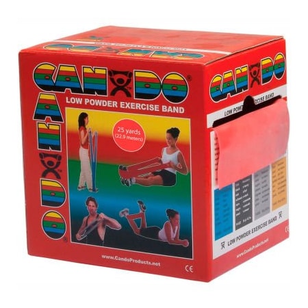 Fabrication Enterprises CanDo Low Powder Exercise Band, Red, 25 Yard Roll, 1 Roll/Box 1231874